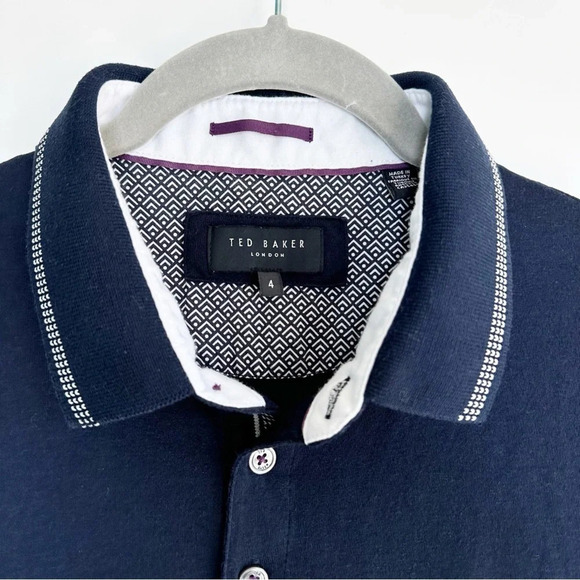 2-Ted Baker London Men’s Modern Slim Fit Polos Shirts Navy Blue Size 4 (Large) - Picture 13 of 16